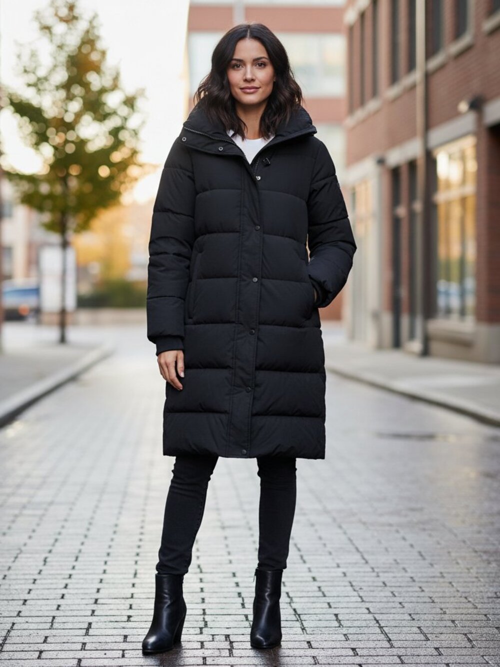 BCBGMAXAZRIA Hooded Collared Puffer Coat NWT Black XS Quilted Winter Jacket